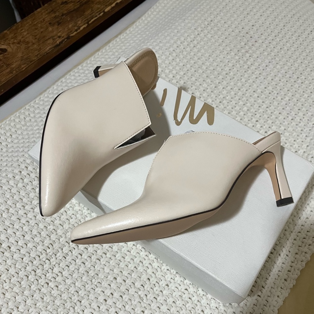 Faux Leather Cream Colored Heels
